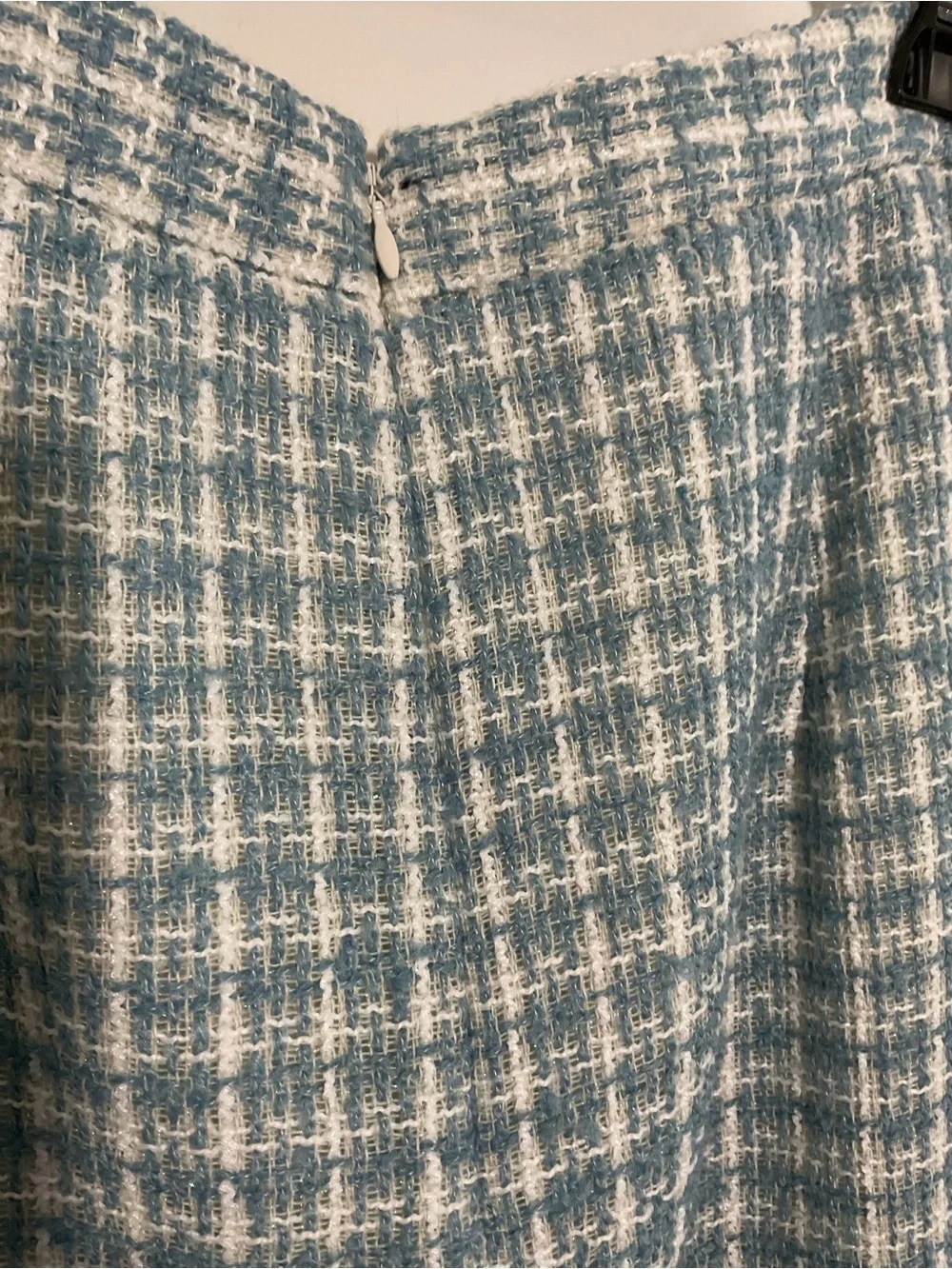 Preston & York Size 12 Blue White Tweed Fringe Career Skirt